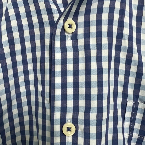 Peter Millar Dress Shirt Men's Blue Gingham Weekender Finish Button Down - Picture 4 of 6
